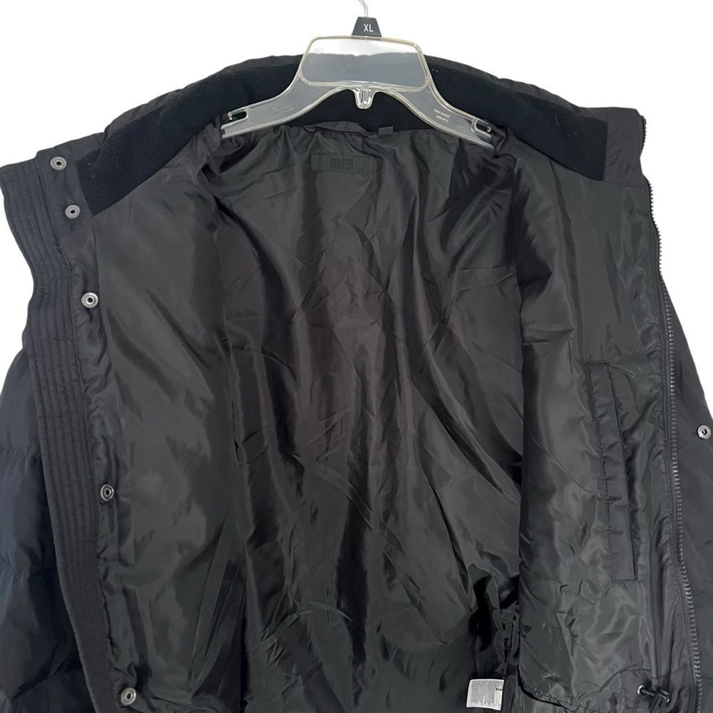 Uniqlo Men’s Medium Black Down Quilted Fill Puffer Coat Jacket Parka Mid-length - Picture 5 of 7